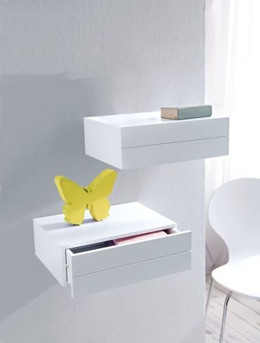 Kasandria® Wandkonsole d’Anoia Weiß | Designer Regal | Wandregal mit Schublade | Konsole aus Holz - 2