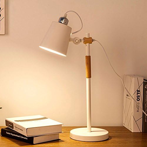 Table Lamp Simple Modern Table Lamp Hardware Wooden The Lamp Body Dimming Switch A Living Room Bedroom Study Table Lamp White 110-240V