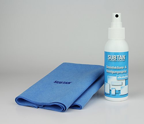 SUBTAN Desinfektions- und Reinigungs-Set für iPhone, iPad, iPad Pro, MacBook, MacBookPro und andere Smartphones, Tablets und Computer – 100 ml Desinfektions- und Reinigungs-Spray + 2 x Reinigungstücher Premium – der praktische Display- und Oberflächenreiniger im Set zum desinfizieren und entkeimen ohne Alkohol auf Wasserbasis und reinigen von Oberflächen im IT-Bereich - 7