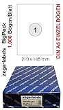 1 Etikett Größe (B x H): 210 x 148 mm auf einem DIN-A5 Bogen (B x H): 210 x 148 mm
