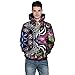 Produktbild POIUDE Große größe Unisex 3D Druck Hoodie Kapuzenpullover Langarm Sweatshirt Kapuzenjacke Mit Taschen S-5XL(Farbige, L)