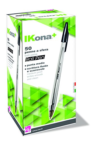 IKona+ 04491 Penne a Sfera 50 Pezzi, Nero