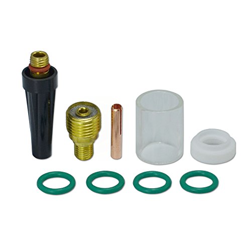 RIVERWELD TIG Gas Lens Collet Body 45V45 13N24 (3.2mm) Insulated Glass Cup #10 (16mm) Insulators Gaskets 598882 Back Cap 41V35 Kit for DB SR WP 9 20 25 TIG Welding Torch 9pcs
