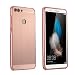 Produktbild WIWJ Huawei P Smart Spiegel Hülle,Huawei Enjoy 7S Metall Cover, Handyhülle Spiegel Metall Case Cover 2 in 1 Aluminium Rahmen PC Bumper Case Schutzhülle für Huawei P Smart/Huawei Enjoy 7S-Roségold