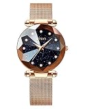 CIVO Damen Uhren Wasserdicht Silm Minimalistisch Rose Gold Damenuhr mit Edelstahl Mesh Armband Mode Kleid Elegant Luxus Beiläufig Quarzuhr für Frau Lady Teenager Mädchen (Blau)