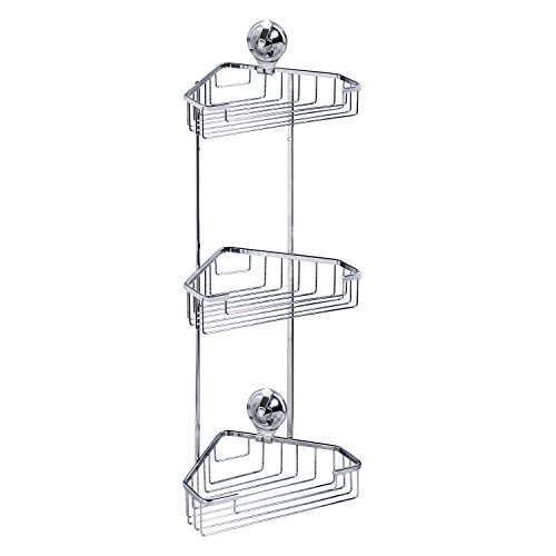 Tatkraft Trigger Eckregal Badewanne Duschecke 3 Etagen 23X17X56cm Stahl Verchromt Saugnapf - 2