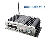[Netzteil ist nicht enthalten] Leistungsstarkes Mini Bluetooth Verstärker System - Eingebautes Bluetooth V4.2 für Wireless Mucis Streaming, Lassen Sie sich Musik bequem anhören. Unterstützung 2.1 Kanal Surround Stereo Sound.