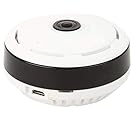 MAKECELL Wireless Fisheye Vision Support Upto 128 GB SD Card 360 degree Panoramic IP CCTV Security Camera for Home, Garden, Garage (White)