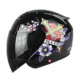 Hommes Femmes Moto vélo Visage Ouvert Casque Anti Brouillard lentille extérieure électrique Moto Casque léger Confort Cyclisme sécurité Caps Saisons Universel