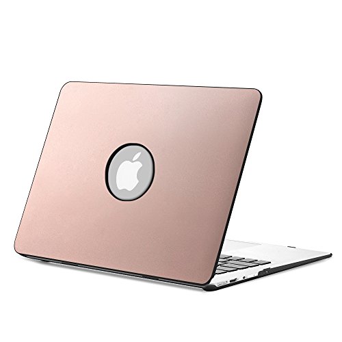 Fintie MacBook Air 13 Hülle Case - Ultra Slim Hochwertige Kunstleder Coated Hard Shell Schutzhülle Tasche für Apple MacBook Air 13.3" (A1466 / A1369) , Roségold