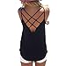 Produktbild Pacrate Top Damen Sommer Ärmellose Oberteile Blusen Elegant Rundhals Tank Top Cross T Shirt (Schwarz, M (EU 38-40))