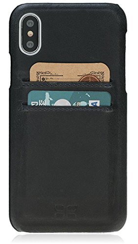 Preisvergleich Produktbild Bouletta Apple iPhone X Hülle / Handyhülle / Leder Schutz-Hülle mit Kartenfach / Ledertasche / Handytasche / Schutzhülle / Cover / Case / Tasche / unterstützt QI-Ladung / Retro Design (Crazy Schwarz)
