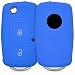Produktbild kwmobile VW Skoda Seat Autoschlüssel Hülle - Silikon Schutzhülle Schlüsselhülle Cover für VW Skoda Seat 2-Tasten Klapp Autoschlüssel Blau