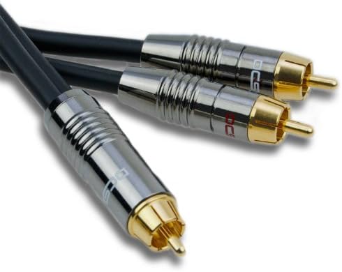 DCSk 25m Audio Y Subwoofer Cable ( 25 m ) Gold Plated &amp; Triple Shielded, RCA Cables with 1 to 2 RCA Male cinch plug, Audio Cable