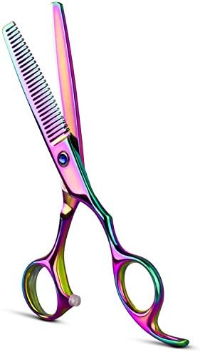 OLRIKE 5.5inch Pet Thinning Shears, 6CR Stainless Steel Professional Thinning Scissors with Toothed Blade and Mini Colorful Used for Dog or Cat