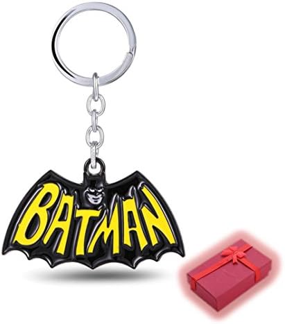 Nido del Bimbo – Keyring Superhero Type Marvel The Avengers DC Comics Justice League of America Star Wars Movies Games Cartoon Comic Manga Villains Bad Guys Good Guys Batman Logo Vintage Anni '60 (YELLOW/BLACK)