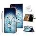 Produktbild A7/A750 2018 Handyhülle Flip Case für Samsung Galaxy,Idlehour PU Leder Case Cover Magnet Schutzhülle Tasche Skin Ständer Handytasche,Blauer Schmetterling