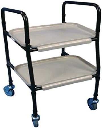 Two Tier Adjustable Tea Food and Trolley with Removable Trays and Castor Wheels \ Furniture Home House Cabinet Desk Shelf Stand Dresser Seat Dining Living Room Chairs Table Contemporary Stylish Unique Ottoman Stuff Parents Kids Outdoor Indoor Sleeping Beside Office Hotel Entrance Decorative Special Large Big Small Durable Quality Couch Bedroom Modern Kitchen Gadgets Wood Solid