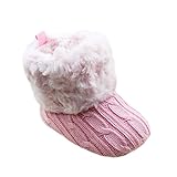 Etosell Newborn Crochet/Knit Fleece Boots Toddler Girl Wool Snow Crib Shoes Booties (S/0-6 Months, Pink)