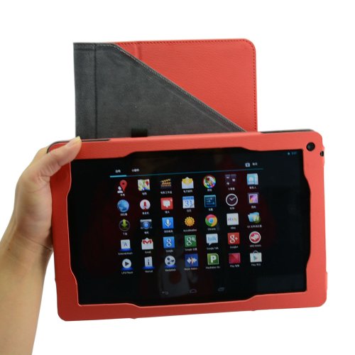 Coodio® Medion LifeTab E10320/E10318/E10316/E10315 Tablet 360 Grad Drehbar Lederhülle Tasche Cover Mit Ständer Gebaut in Handgriff – Farbe Rot - 8