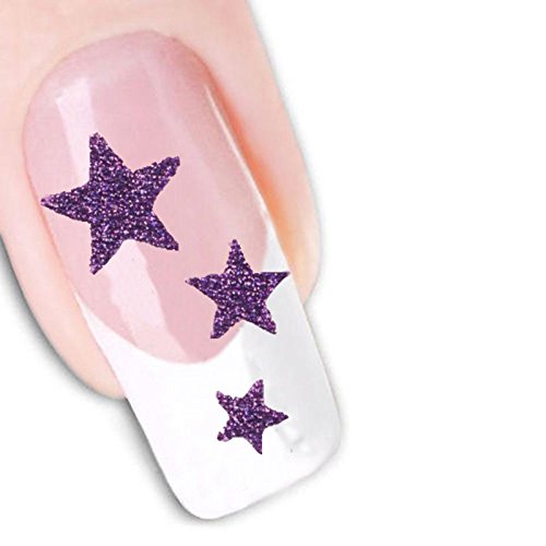 Nail Art 3d Glitter Stickers - Stars (Purple )