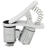 100 nuevo y de alta calidad. Ogquaton 1 Unids Clip Universal de 3 Leds Teléfono Móvil Microscopio Lupa Micro-Lens 60X Zoom Óptico Telescopio Lente de la Cámara