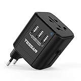 【AC Nennleistung】 Max. Belastung 6A/ 100-240V AC, 50/60Hz. Leistungsstark bis zu 660W bei 110Vac, 1440W bei 240Vac. (Hinweis: Dieses Universaladapter wandelt elektrischen Spannung NICHT um. Es ist nicht kompatibel für Produkte mit einer Leistung von über 1440 Watt.)