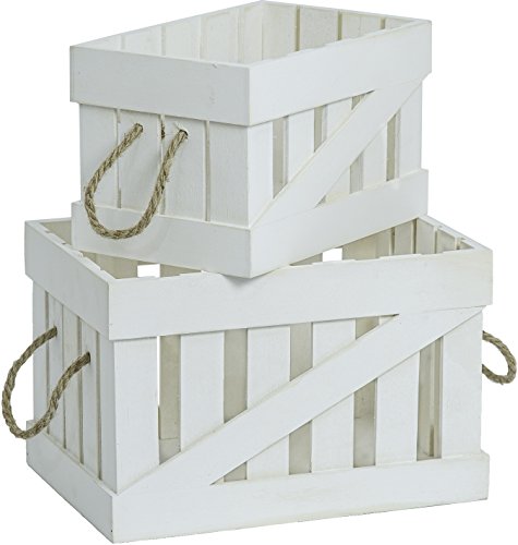 Juego De 2 blanco Caja madera Cajas de manzana Vintage Dekokisten Caja