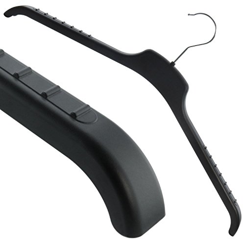 Hangerworld 20 Stück extra breite Kleiderbügel aus schwarzem Plastik mit Anti-Rutsch Oberfläche - ca. 46 cm