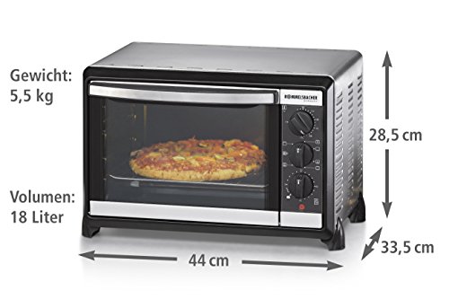 ROMMELSBACHER BG 1055/E Kleinbackofen mit Umluft / 18 Liter / 7 Heizfunktionen / Doppelverglasung mit Backraumdichtung / Innenbeleuchtung/ Top Zubehör / 1050 W / Edelstahl - 3