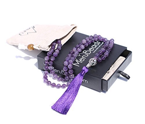 MeruBeads - Collar de cuentas Japa Mala para meditación budista de alta calidad (108 cuentas)