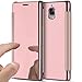 Produktbild OnePlus 3 Hülle,OnePlus 3T Spiegel Schutzhülle,OnePlus 3/OnePlus 3T Ledertasche Handyhülle,Hpory PU Leder Clear View Plating Überzug Mirror Flip Case Ultra-Slim Kristallklar Durchsichtig Wallet Case Spiegel Ledertasche Brieftasche im BookStyle Handytasche Kunstleder Klapphülle für Männer Mädchen Slim Fit Scratch Bumper Backcover mit [Kartenfächer] [Standfunktion] [Magnetverschluß] Spiegel Schutzhülle Etui Schale für OnePlus 3/OnePlus 3T + 1 x Hpory Stylus-(Roségold)