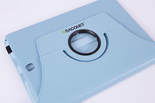 TAB A 9.7 HIMMELBLAU 360 Hülle Case Premium PU Ledertasche Etui Schutzhülle für Samsung Galaxy Tab A PLUS 9.7 T550 T551 SM-T550 SM-T551 rotierende farbige Kunstleder + Capacitive Stylus + Displayschutzfolie - 7