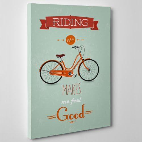 CANVAS MODERN PAINTING - RIDING MY BICYCLE MAKES ME FEEL GOOD - Graphic Illustration Vintage - 12x16'' (30x40cm) - Thickness 4cm (cod.032)