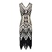 Produktbild Amphia Damen Kleider Vintage Cocktail Party Kleid 1920er Gatsby Stil Perlen und Pailletten Besetztes Kleines Schwarzes (Gold, S)