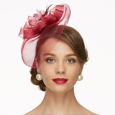 XZX Jewellery Women's Feather / Tulle / Chiffon Headpiece-Wedding / Special Occasion Fascinators 1 Piece , burgundy