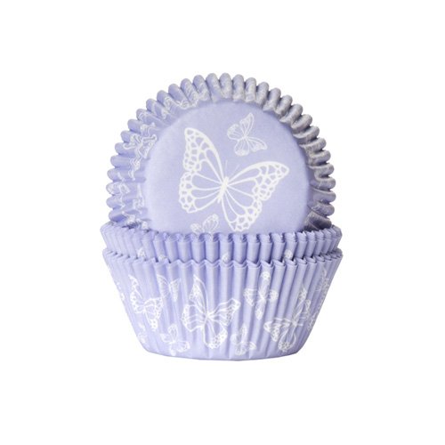 50 Muffinförmchen, flieder mit Schmetterlingen