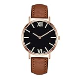 Armbanduhr Analog Quarz Rosa Leder Armband Damen-/Herren-Uhr Ø 40mm mit Lederarmband Zifferblatt mit Elegant Rosegold Armband Mode-Mann-Kristallleder-analoge Quarz-Armbanduhr