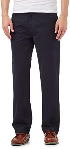 Maine New England Men Big and Tall Navy Straight Fit Trousers 42S