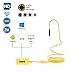Produktbild WIFI Endoskop, Umiwe Halbsteife Wasserdichte 1200HD Wifi Endoskope-Inspektions Kamera 2.0 Megapixel CMOS-Schlange-Kamera mit 8 justierbaren LED-Lichtern für Android, IOS, Windows and PC System (Gelb-2m)