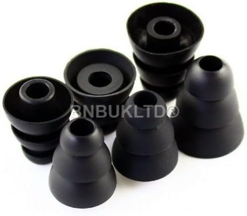 BNBUKLTD® Triple Flange Replacement Sport Ear Gels Earbuds Tips for Various Devices Ear Buds (9 Pairs Large, Black)
