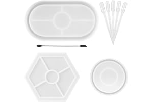 MaehSab 3-teiliges Set aus Kunstharz-Formen für Tabletts, oval, flach, aus Silikon, für Untersetzer aus Epoxidharz