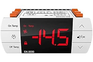 Passez la souris sur l'image pour zoomer Elitech EK-3030 220V Contrôleur de température/Thermostats de Commande numérique Facile à Utiliser -40℃～99℃ (blanc)