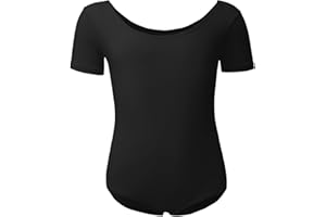 Kefiyis Ballettkleidung Mädchen Ballett Trikot Kinder Ballettanzug Kurzarm Ballett Body Tanzbody Baumwolle Turnanzug Gymnastikanzug für Mädchen Damen Gr.100-170