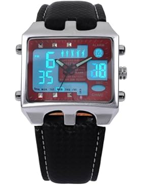 Orrorr AMPM24 Oshen LCD- Analog- Digital- Red Dial Mens Sport -Quarz-Uhr OHS035