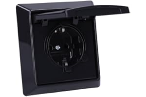 VOLTKING Busch-Jaeger Allwetter 44 Set: 1x SCHUKO Unterputz Steckdose mit Klappdeckel 20 EUGK-35-101 + 1-fach Rahmen 2101-35 Anthrazit UP IP44