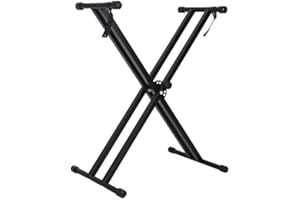 lyrlody Podwójny stojak na klawiaturę, stojak na klawiaturę, X-RahmenE, uchwyt na keyboard, elektryczny uchwyt na organy, z gumowymi nóżkami, czarny, 95 x 43 cm