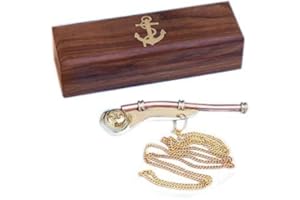 THOR INSTRUMENTS Solid Brass/Copper Boatswain (Bosun) Whistle with Rosewood Box 5" Brass Rustic Vintage Home Decor Gifts