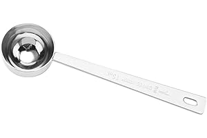 Benoon Cuillère à Café, Cuillère à Mesurer en Poudre à Café Au Lait en Acier Inoxydable à Long Manche 15 ML / 30 ML Argent 30 ML