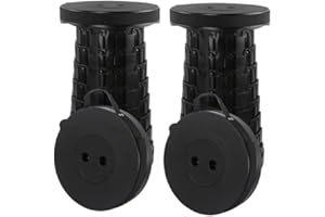 Rshuhx 2pcs Sgabello Pieghevole Portatile,Adulto Sedia Pieghevole, Sgabello da Campeggio,Sgabello Leggero Retrattile per Barbecue All'aperto Sgabello da Pesca Carico Massimo 460lbs/210kg(Nero)